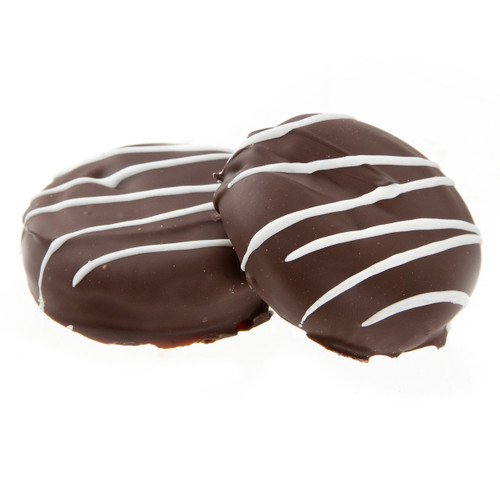 White Drizzle Chocolate Coated Sandwich Cookies White Drizzle Chocolate Coated Sandwich Cookies