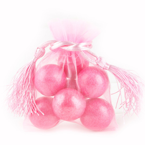 Baby Pink Mesh Favor Bags With Tassels - 12CT
