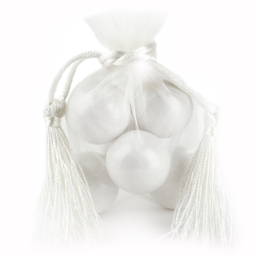 White Mesh Favor Bags With Tassels - 12CT