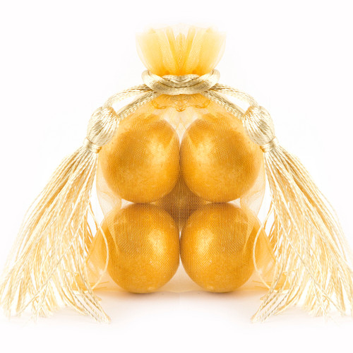 Gold Mesh Favor Bags With Tassels - 12CT