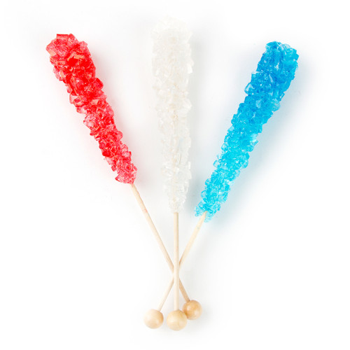 Large Wrapped Patriotic Rock Candy Crystal Sticks Large Wrapped Patriotic Rock Candy Crystal Sticks