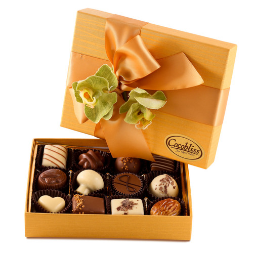 Premium Belgium Truffles Orange Box - 12 PC Box Premium Belgium Truffles Orange Box - 12 PC Box