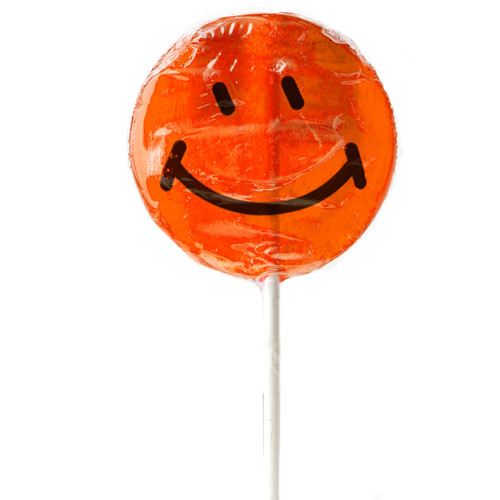 Orange Smiley Face Lollipops - 5CT