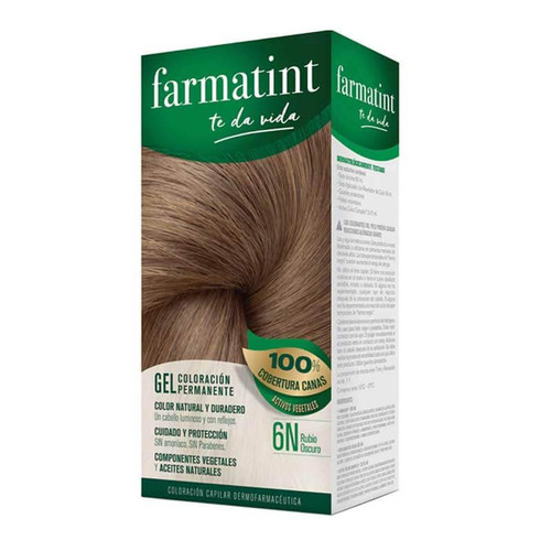 Farmatint 6n rubio oscuro gel coloración permanente
