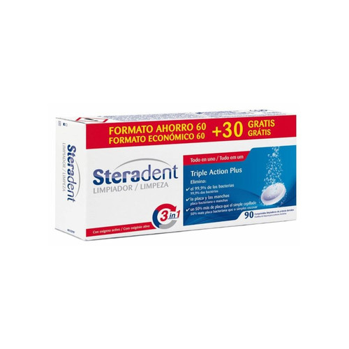 Steradent triple aCCión plus. 90 comprimidos