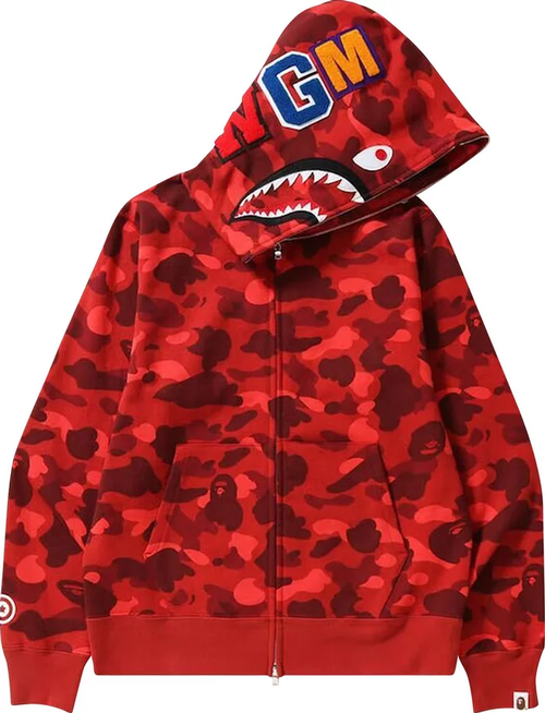 BAPE Color Camo Shark Full Zip Hoodie 'Red'