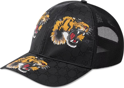 Gucci GG Baseball Hat With Tiger Print 'Black'