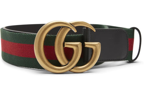 Green/Red Web Double G Buckle Black