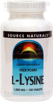 Source Naturals L-Lysine 1000mg - 100 Tablets