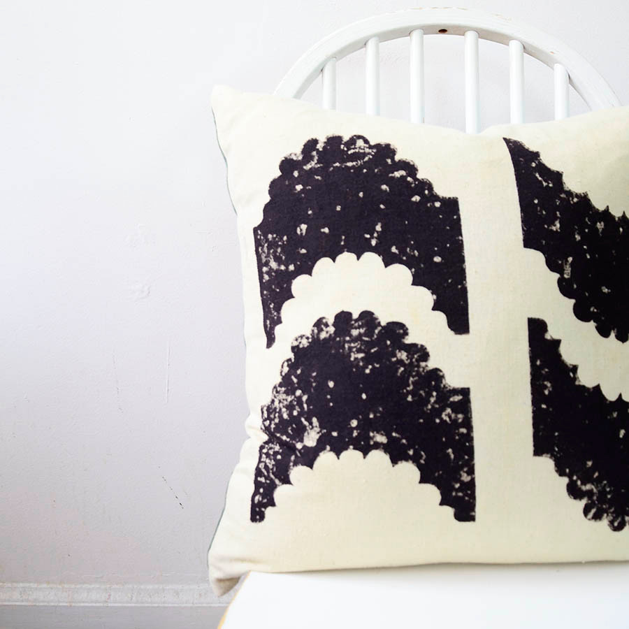 reversible block print pillow