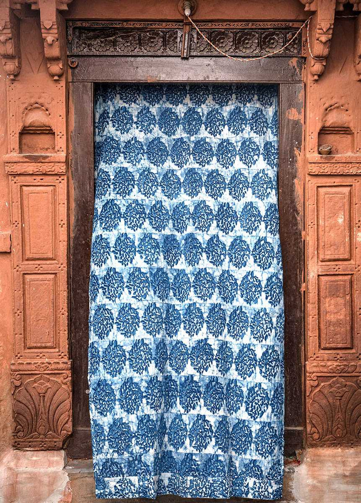 indian block printed window curtains