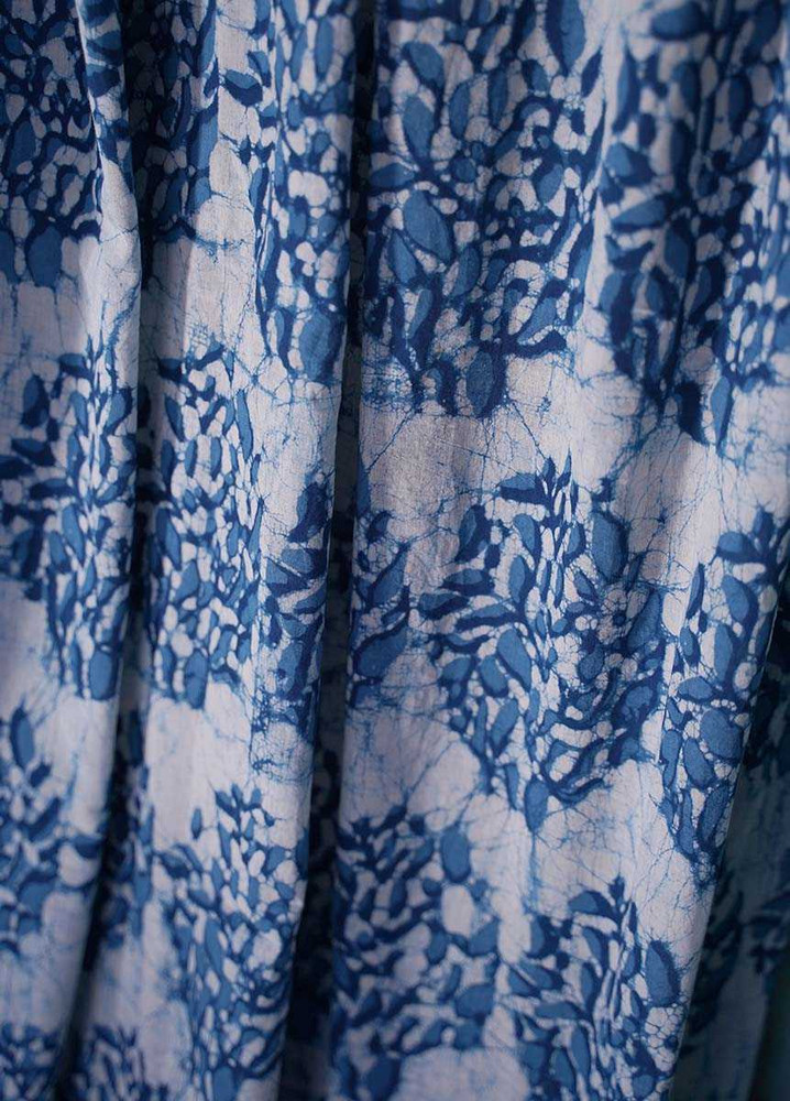 drapes in indigo blue