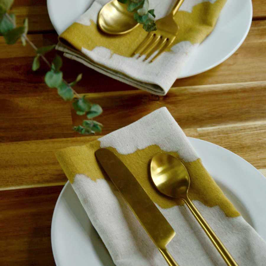 mustard reusable cloth napkins 