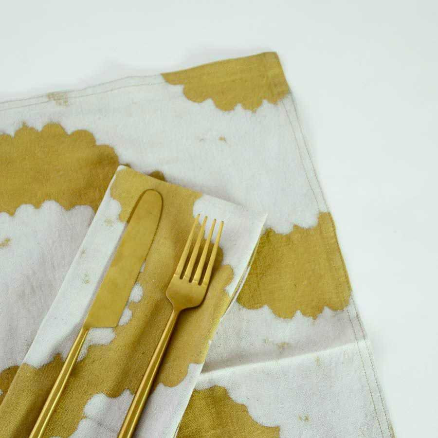 mustard yellow block print napkins