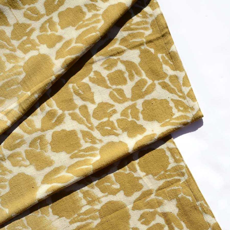 floral yellow block print table runner