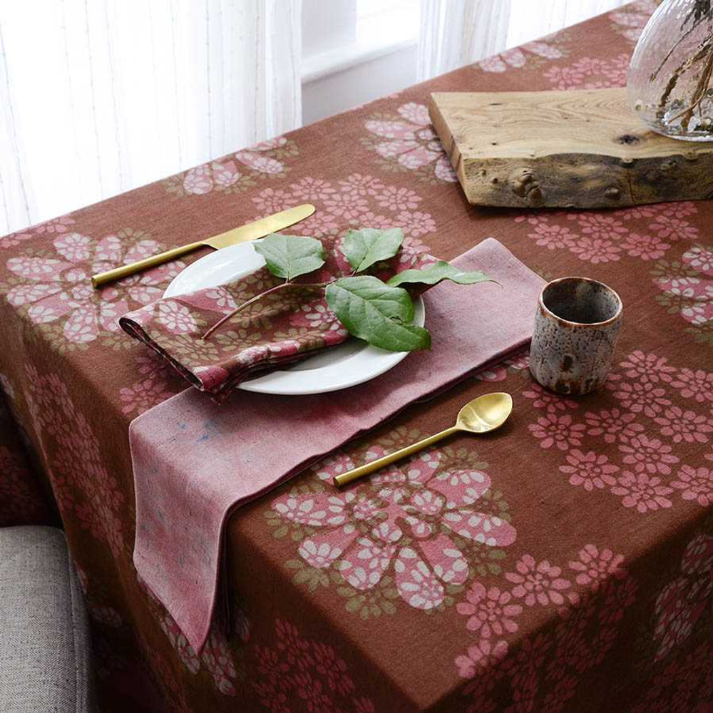 Hand Block Print Table Cloth | Forget Me Not