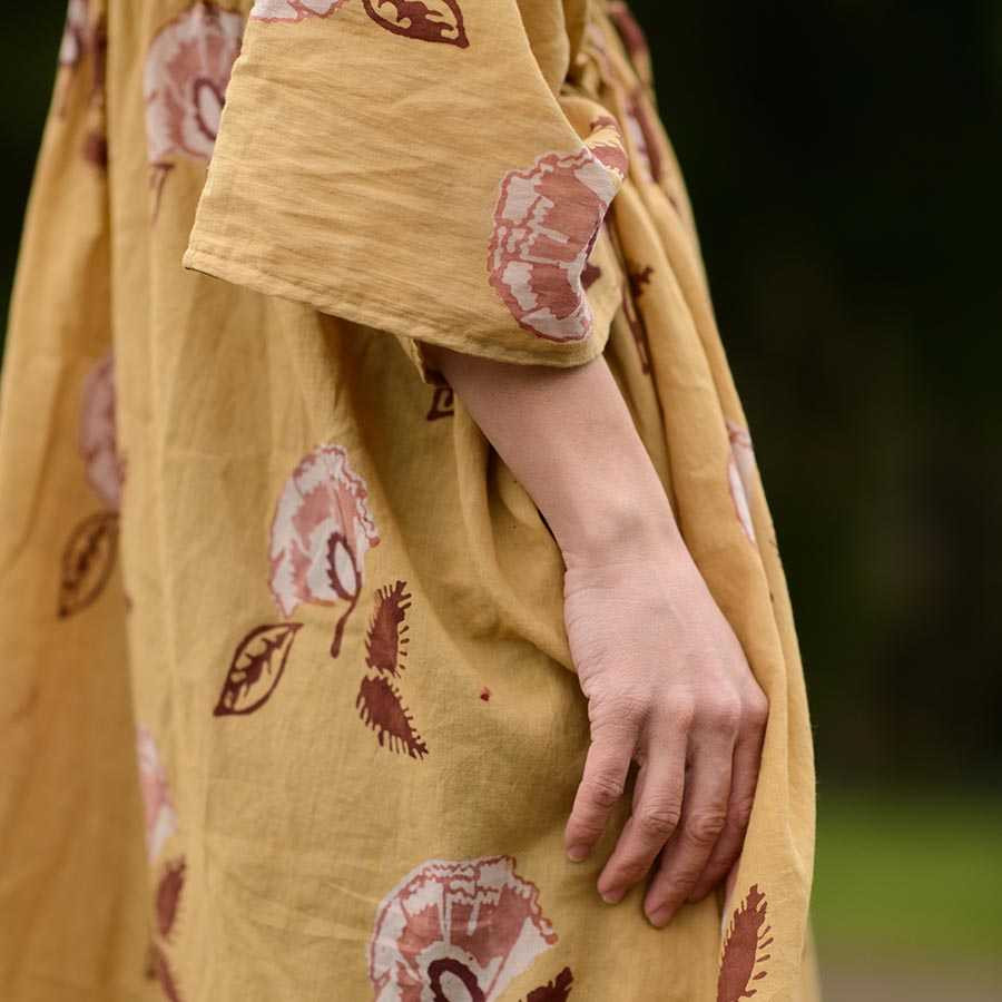 Hand Printed Yellow Dress
