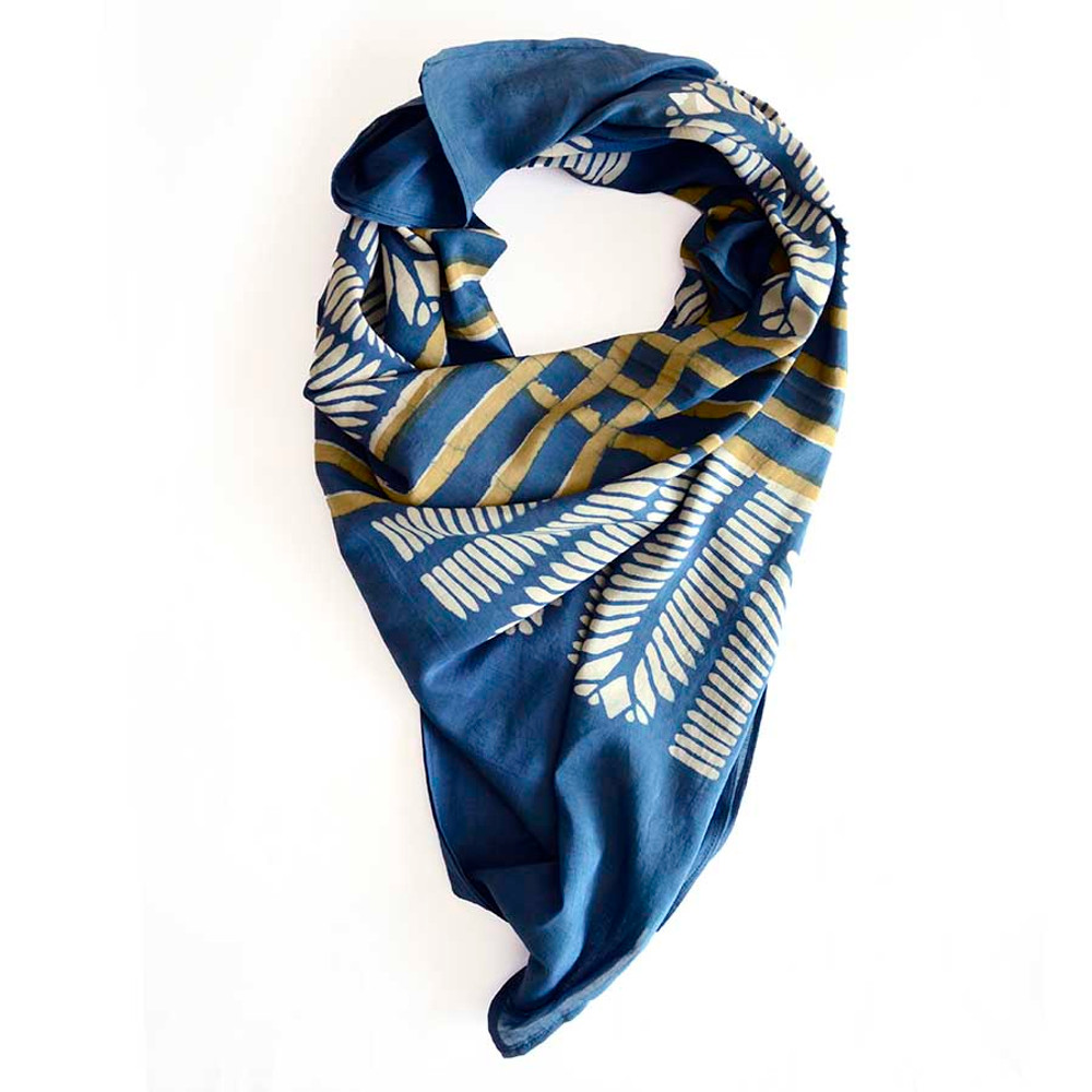 Indigo Blue Scarf | Handprinted | Women Accessories - Aarya