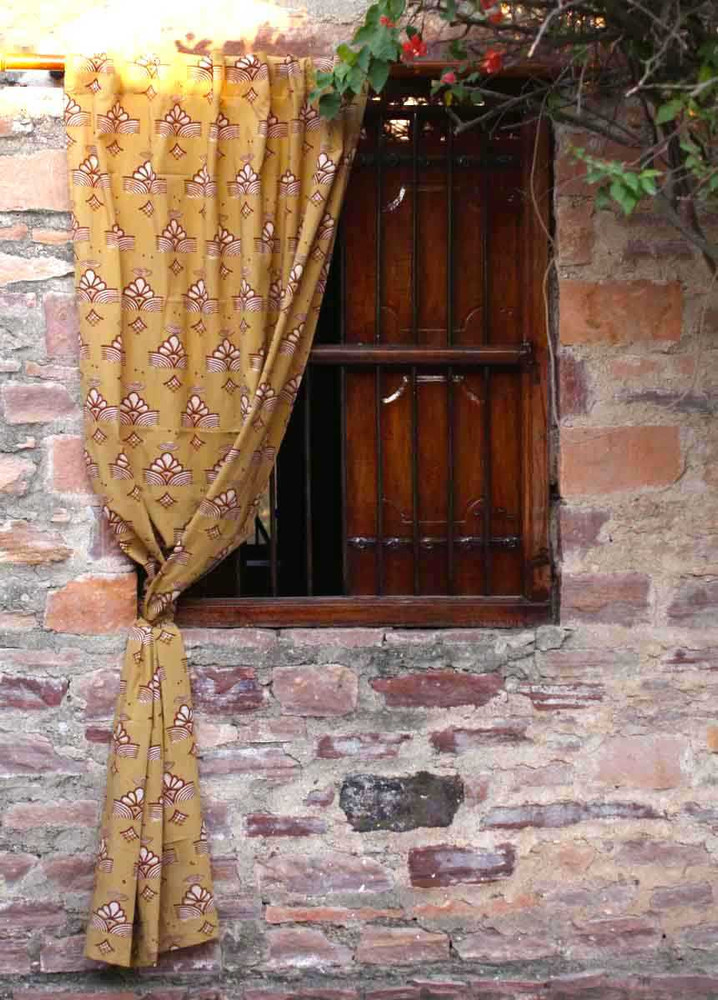 block print window curtains