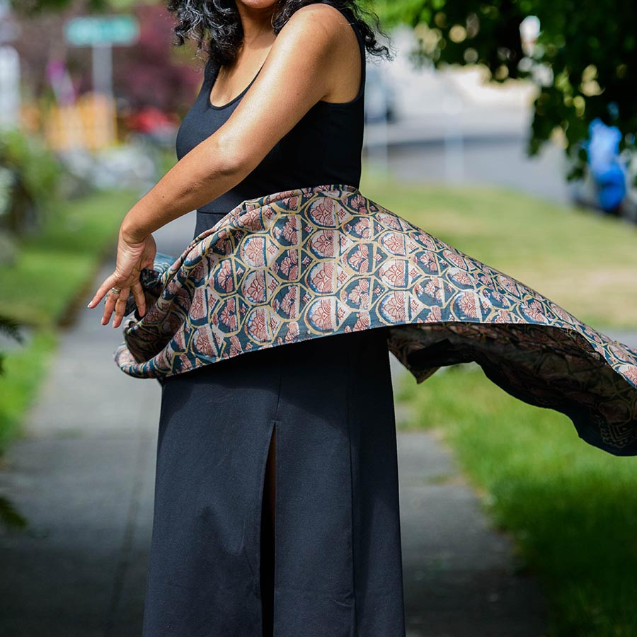 Large Block Print Scarf | Emerald Sample