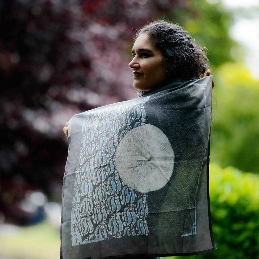 Block Print Square Scarf Bandana - Chaand Sample