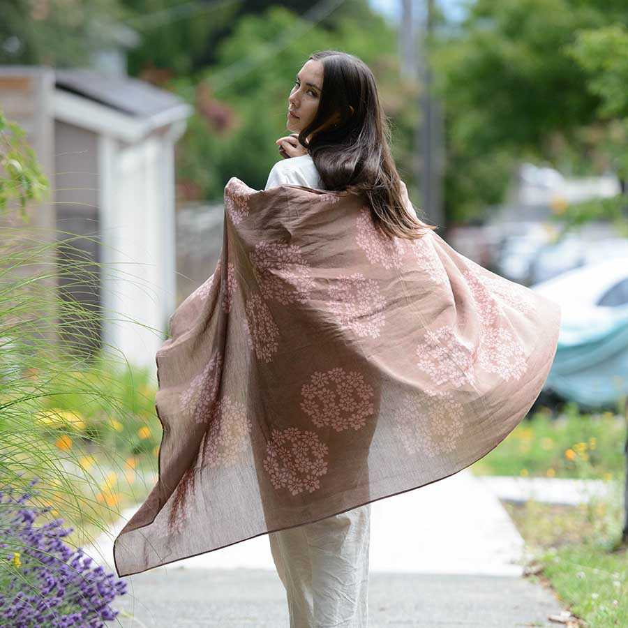 Block Print Floral Scarf