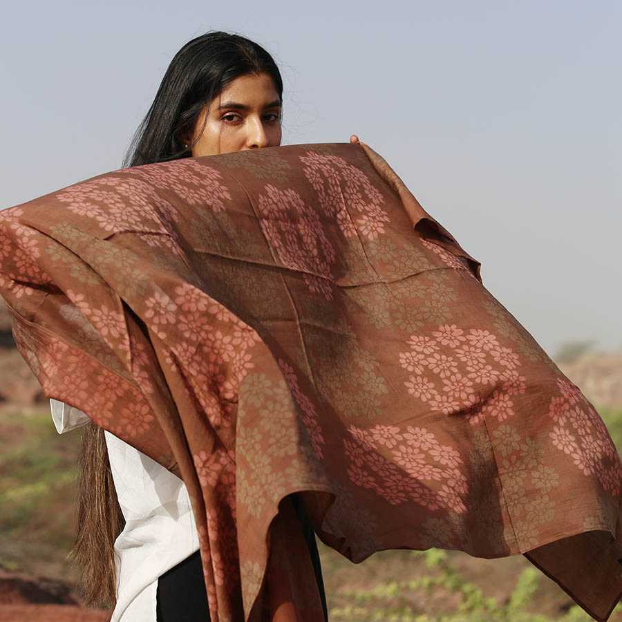 Block Printed Silk Scarf