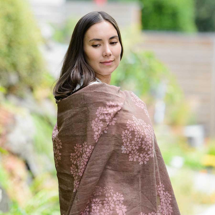 Pink Plant dyed Scarf