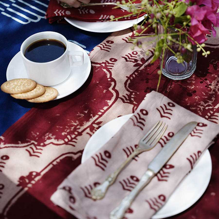 Block Print Cotton Napkins - Genda Phool Pink Sample