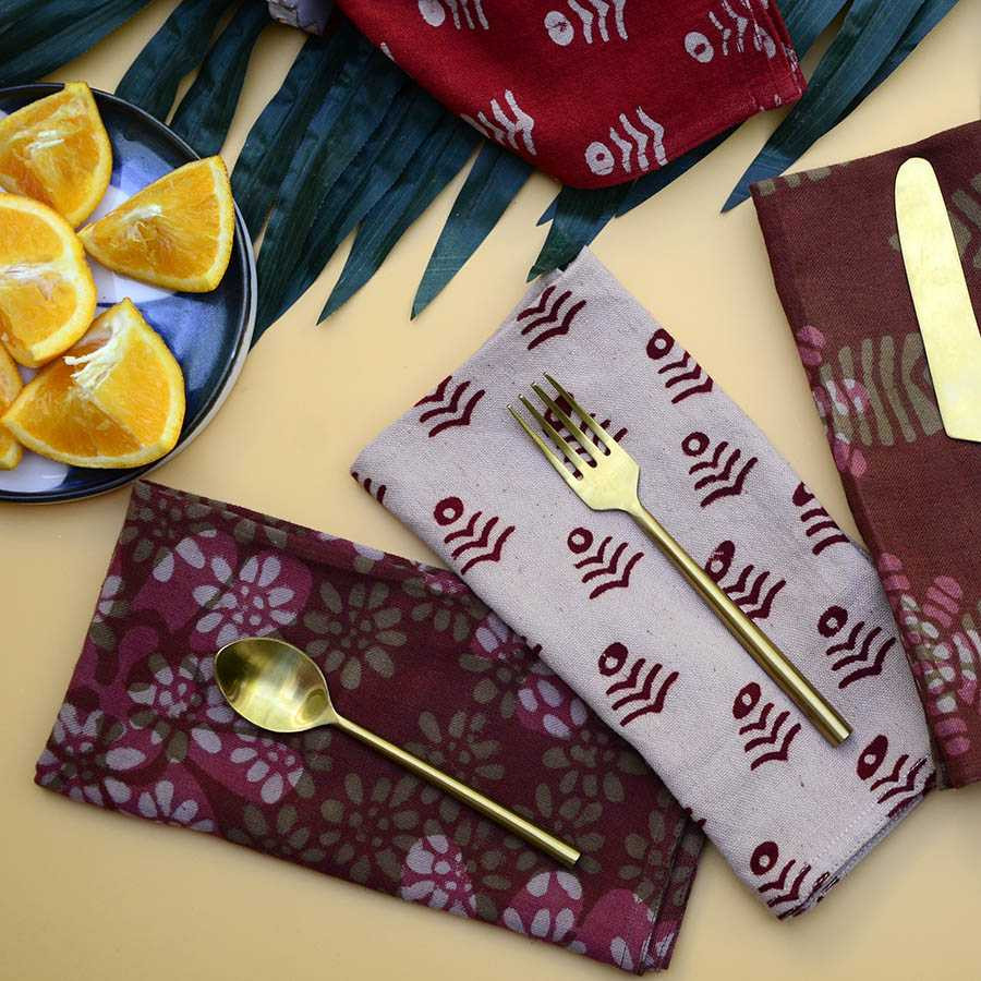 Block Print Cotton Napkins - Genda Phool Pink Sample