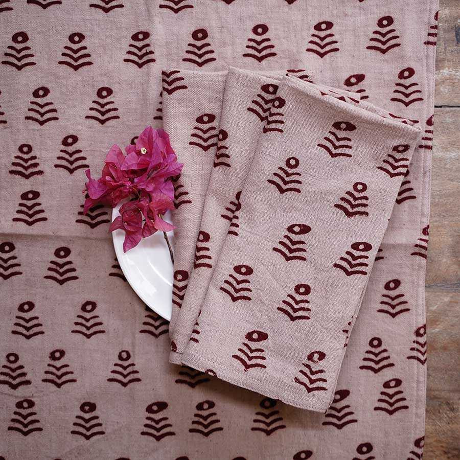 Block Print Cotton Napkins - Genda Phool Pink Sample