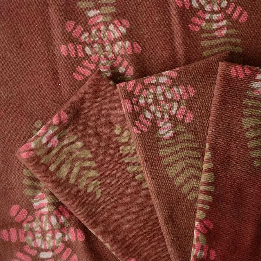 Dabu Block Print Napkins in Terracotta - Flower Sample