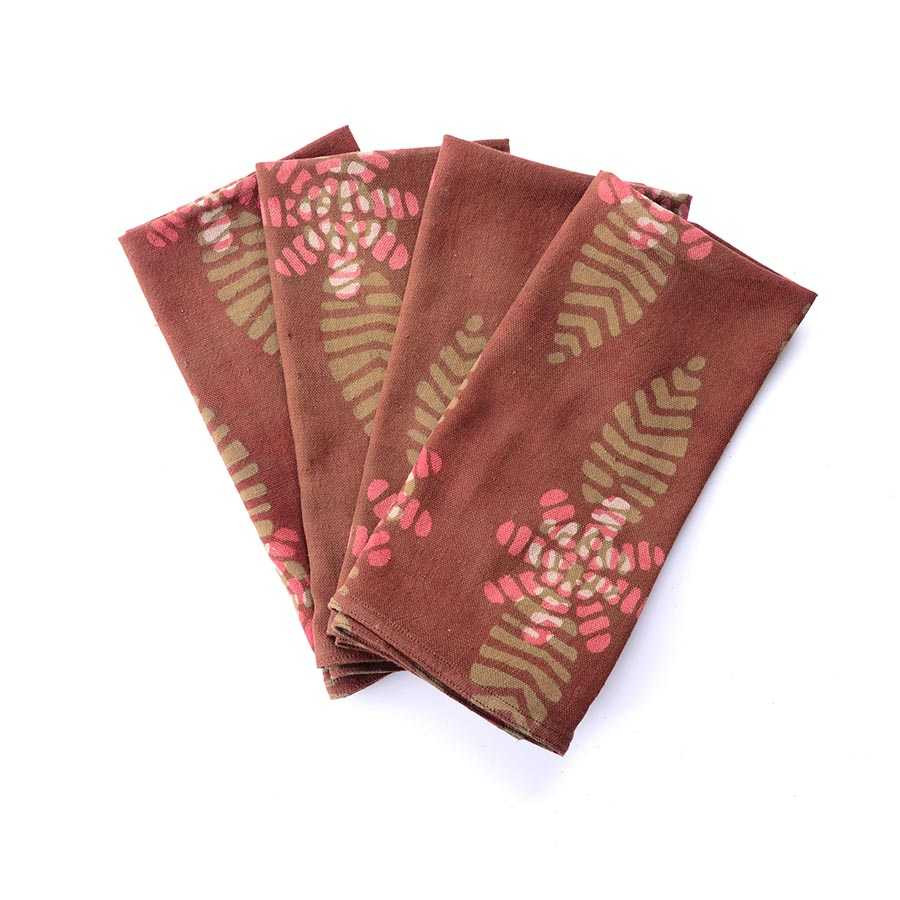 Dabu Block Print Napkins in Terracotta - Flower Sample