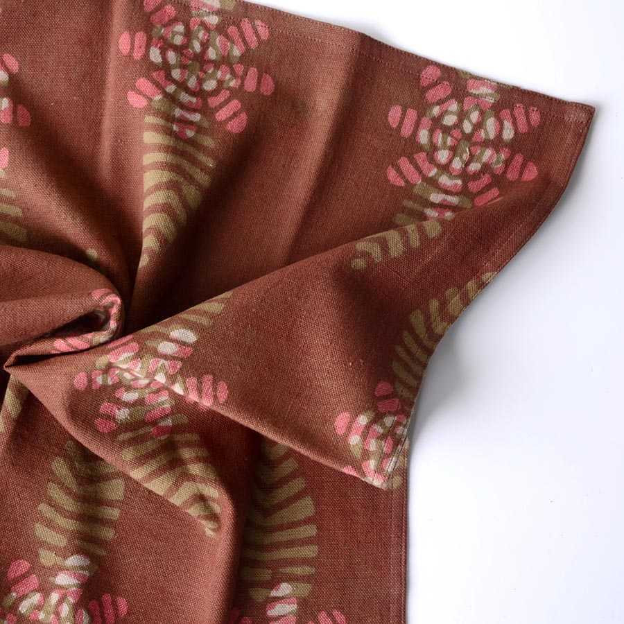 Dabu Block Print Napkins in Terracotta - Flower Sample
