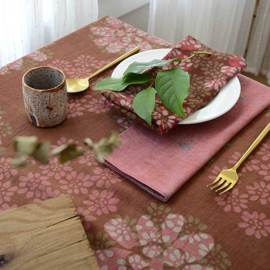 Block Print Napkins in Terracotta - Forget Me Not Sample