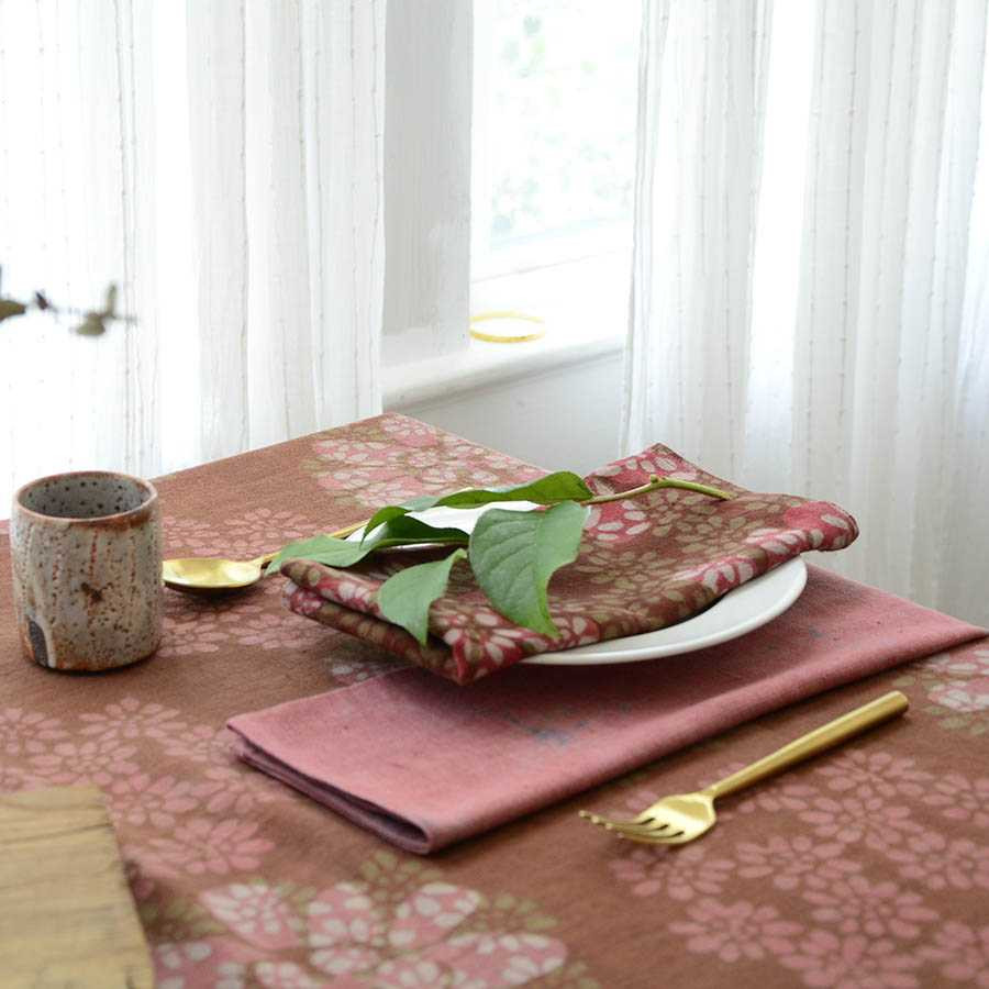 Block Print Napkins in Terracotta - Forget Me Not Sample