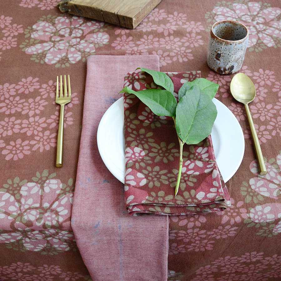 Block Print Napkins in Terracotta - Forget Me Not Sample