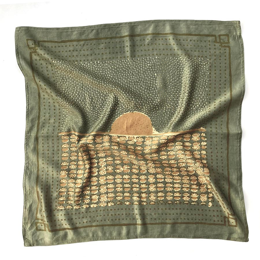 Silky Dark Green Block Print Bandana | Surya Sample