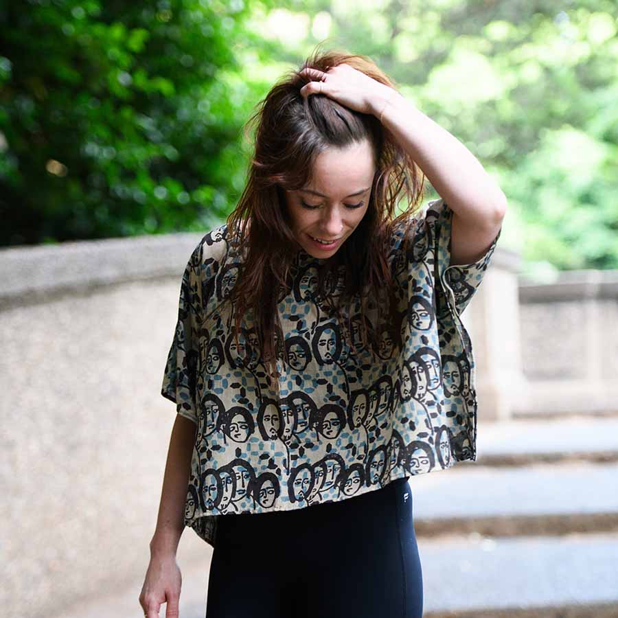 hand block printed cropped top