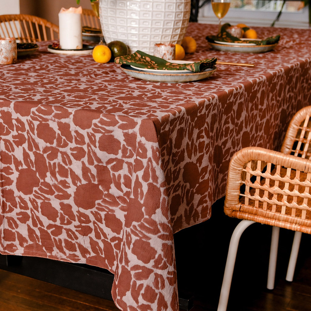 botanical block print tablecloth