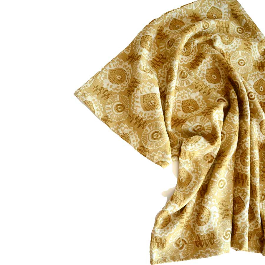 Mustard Cotton Blouse Hand Block Printed Top Crystal ichcha