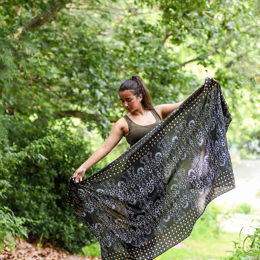 Ichcha Black Lux Scarf Wrap: Elegant Cotton Silk | Shop Now