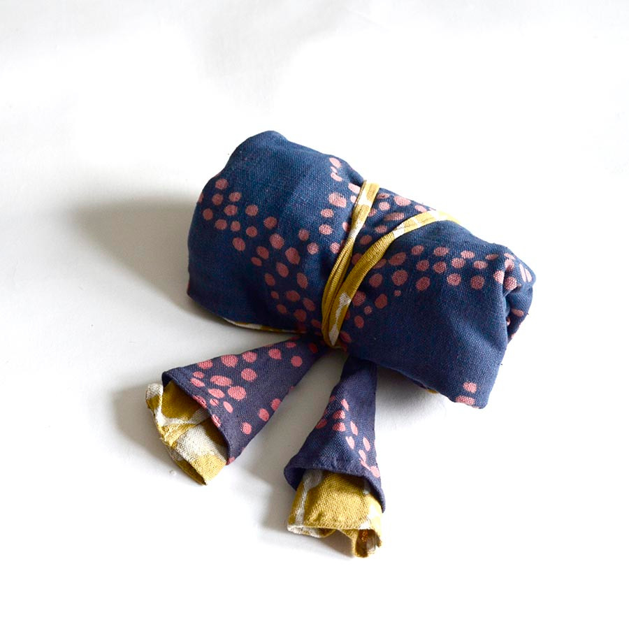 block printed tote bag