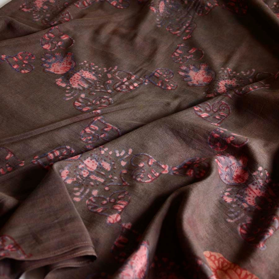 Floral Geo Cotton Silk Scarf Wrap | Paris Sample