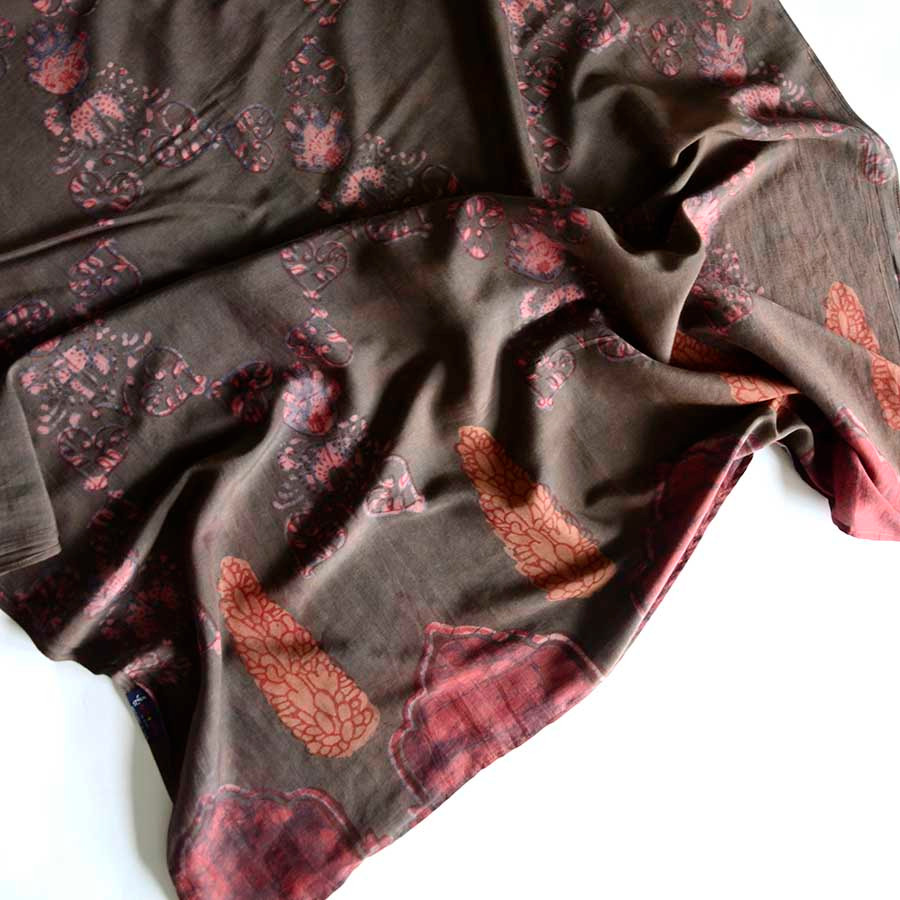 Floral Geo Cotton Silk Scarf Wrap | Paris Sample