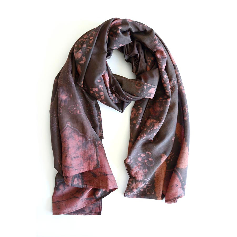 Floral Geo Cotton Silk Scarf Wrap | Paris Sample
