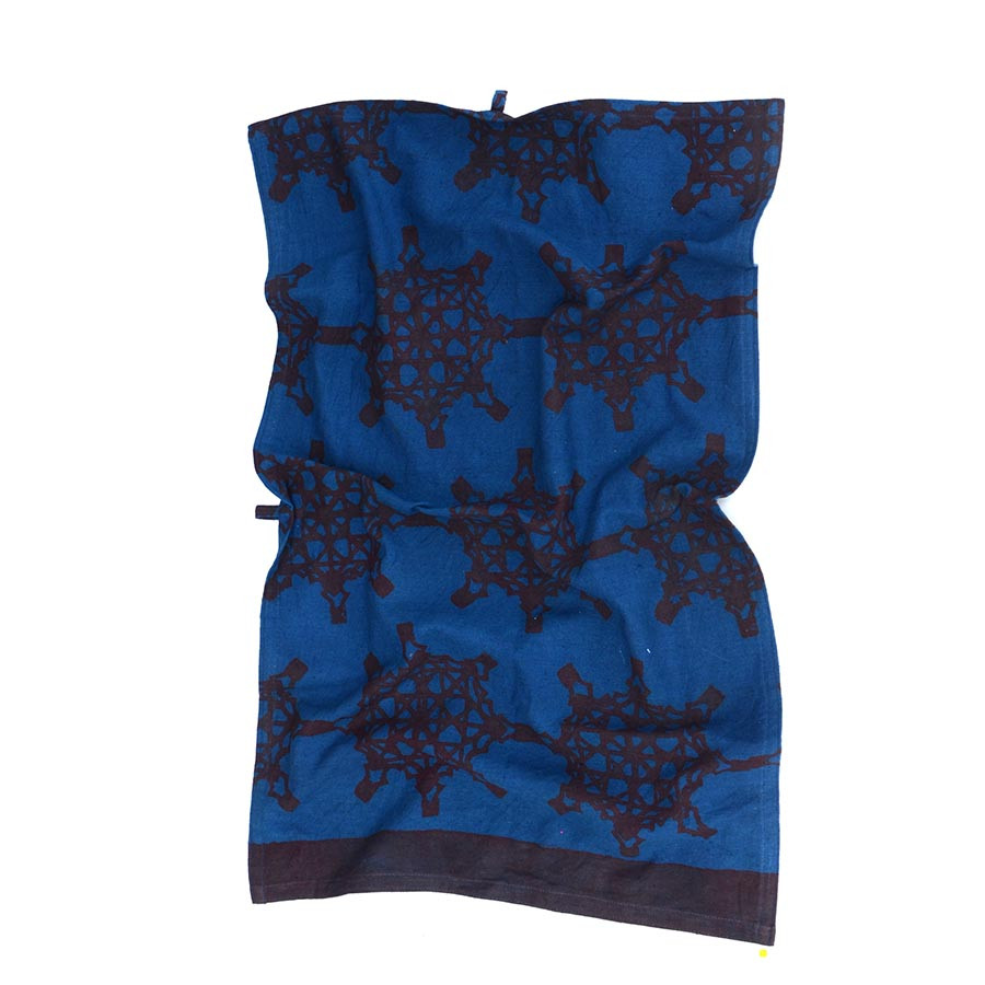 chakra tea towel indigo