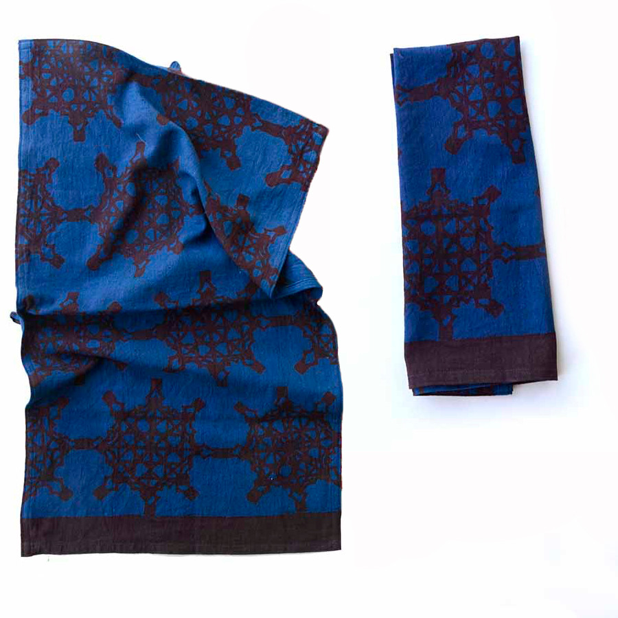 red and indigo kitchen towel