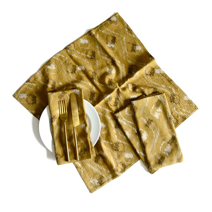 mustard table linens