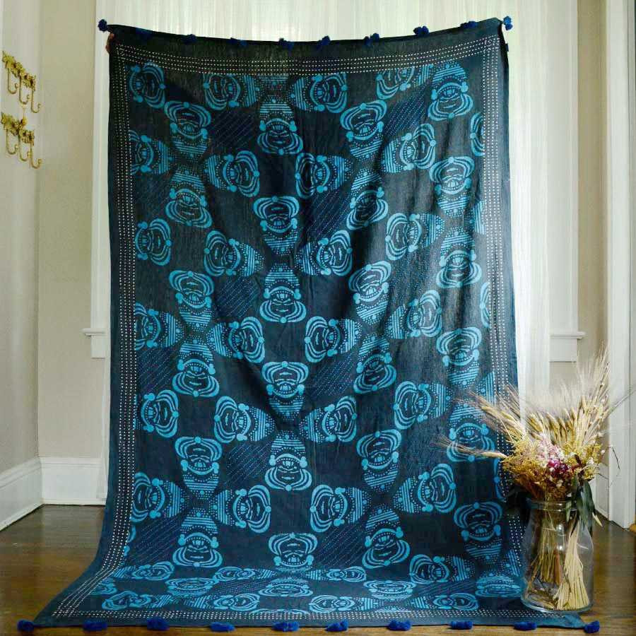Black Blue Organic Throw